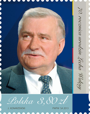 Lech Wałęsa na znaczku Poczty Polskiej