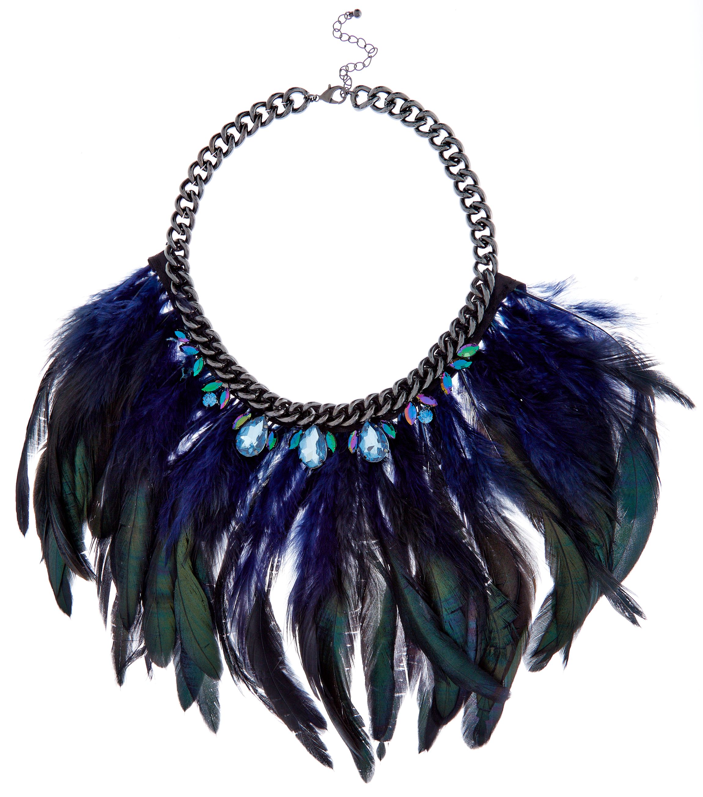 Green Premium Jewelled Feather Necklace _22.99