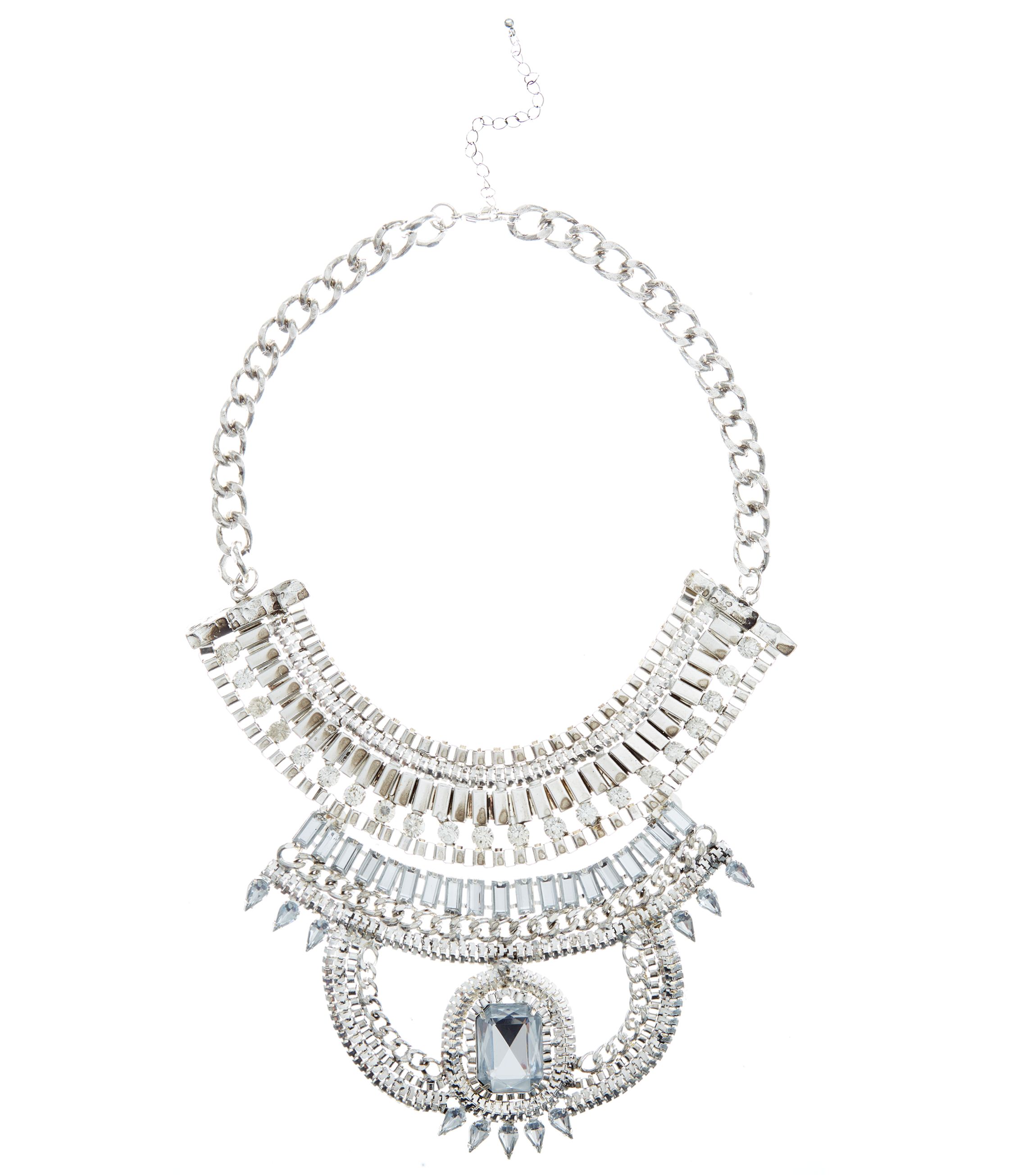 Silver Stone Chain Necklace _19.99